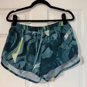 Green Patterned Women's Running Shorts
